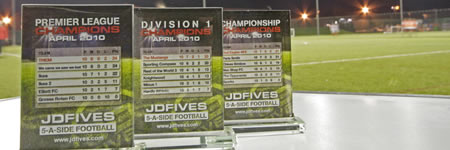 JD Fives - Southampton and Hampshire best 5 a sde football leagues - League Winners Trophies